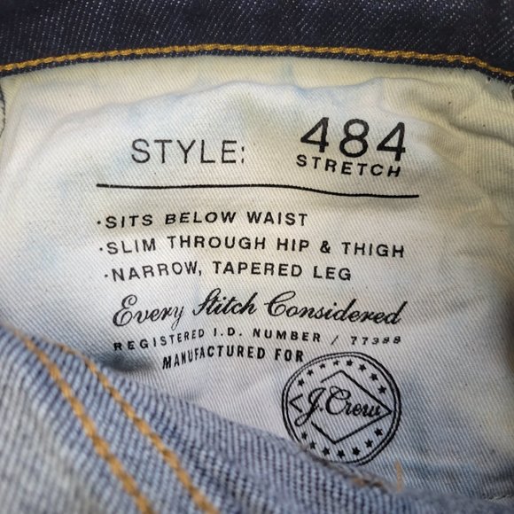J. Crew Men's Size 32 x 32 Jeans Style 484 Tapered Dark Wash - Picture 7 of 9